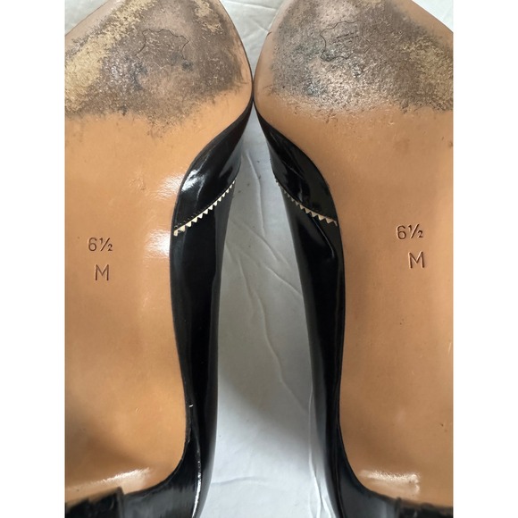Bally Pumps Womens 6.5 Black Marsanny Patent Leather Pointed Kitten Heel Italy - Picture 9 of 11